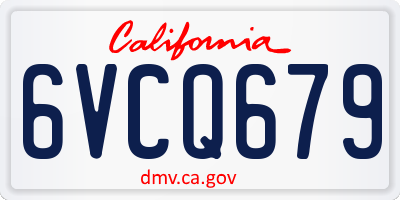 CA license plate 6VCQ679