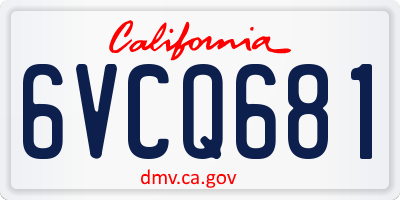 CA license plate 6VCQ681