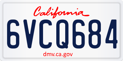 CA license plate 6VCQ684