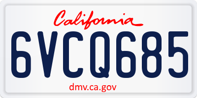 CA license plate 6VCQ685