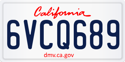 CA license plate 6VCQ689