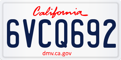 CA license plate 6VCQ692