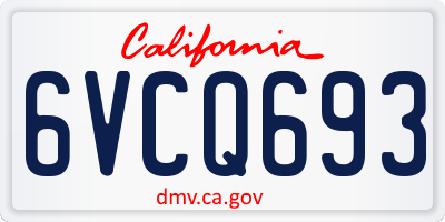 CA license plate 6VCQ693