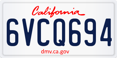 CA license plate 6VCQ694