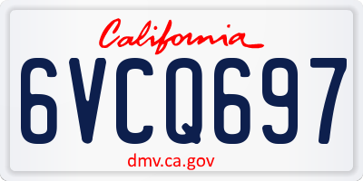 CA license plate 6VCQ697