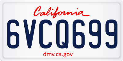 CA license plate 6VCQ699