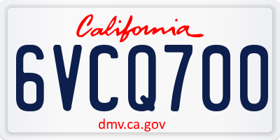 CA license plate 6VCQ700