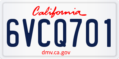 CA license plate 6VCQ701