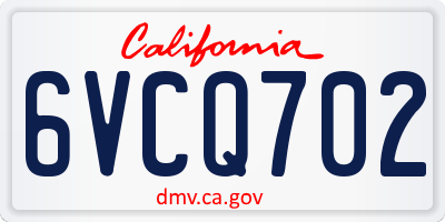 CA license plate 6VCQ702