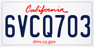 CA license plate 6VCQ703