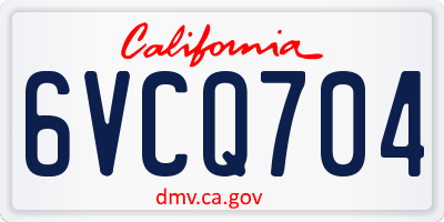 CA license plate 6VCQ704