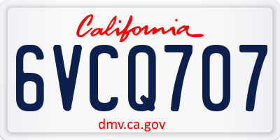 CA license plate 6VCQ707