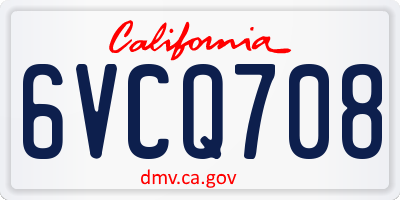 CA license plate 6VCQ708