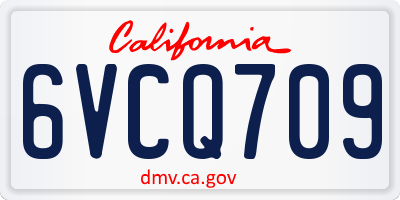 CA license plate 6VCQ709
