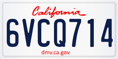 CA license plate 6VCQ714