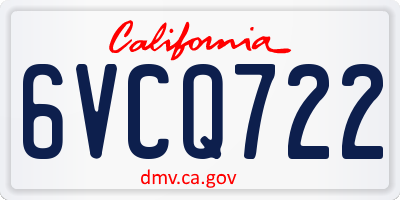 CA license plate 6VCQ722