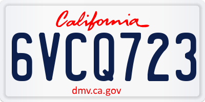 CA license plate 6VCQ723