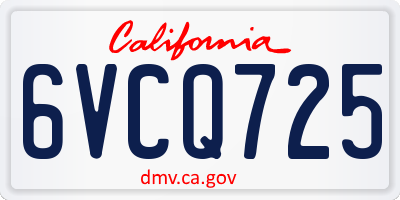 CA license plate 6VCQ725