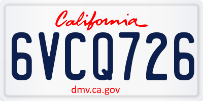 CA license plate 6VCQ726