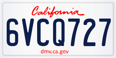 CA license plate 6VCQ727