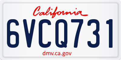 CA license plate 6VCQ731