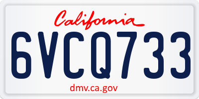 CA license plate 6VCQ733