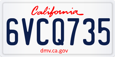 CA license plate 6VCQ735