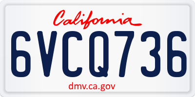 CA license plate 6VCQ736