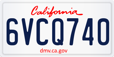 CA license plate 6VCQ740