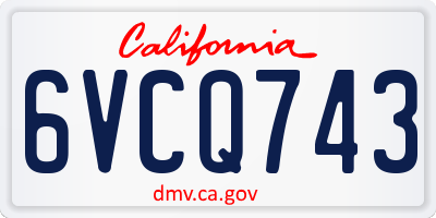 CA license plate 6VCQ743