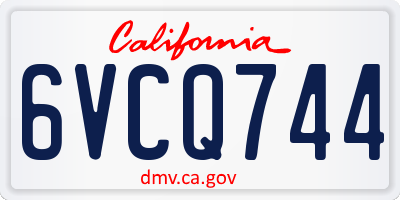 CA license plate 6VCQ744