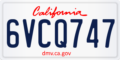 CA license plate 6VCQ747