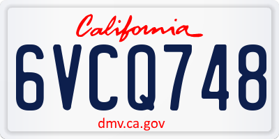 CA license plate 6VCQ748
