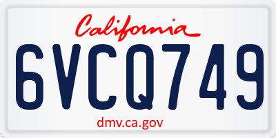 CA license plate 6VCQ749