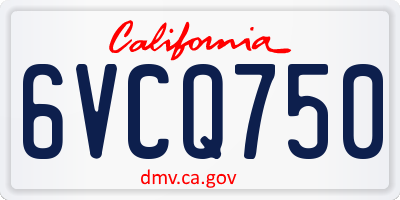 CA license plate 6VCQ750