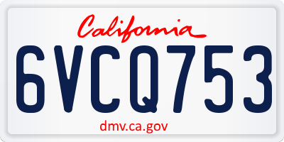 CA license plate 6VCQ753