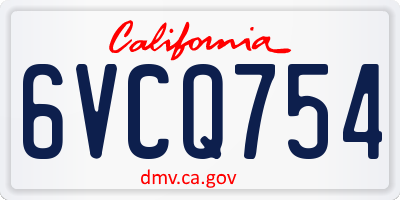 CA license plate 6VCQ754