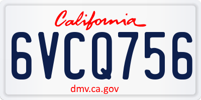 CA license plate 6VCQ756