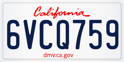 CA license plate 6VCQ759