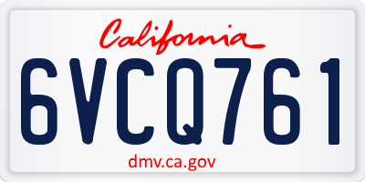 CA license plate 6VCQ761
