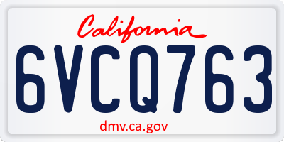 CA license plate 6VCQ763
