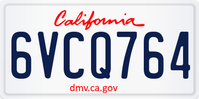 CA license plate 6VCQ764