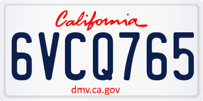 CA license plate 6VCQ765
