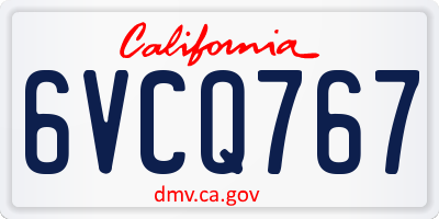 CA license plate 6VCQ767