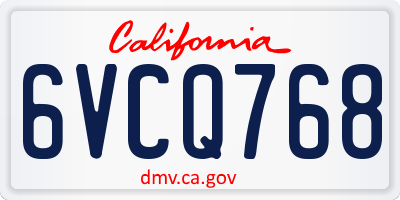 CA license plate 6VCQ768