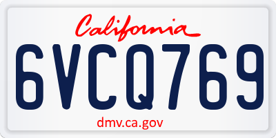 CA license plate 6VCQ769