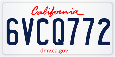 CA license plate 6VCQ772