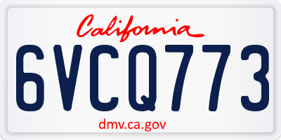 CA license plate 6VCQ773