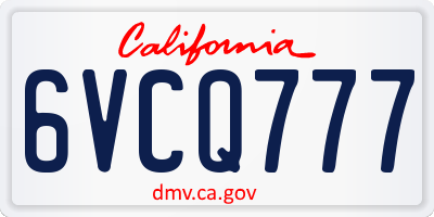 CA license plate 6VCQ777