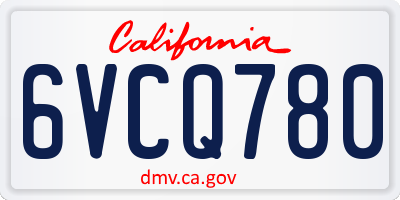 CA license plate 6VCQ780
